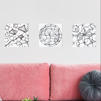 Diseño abstracto hecho a mano flores muurkunst sets