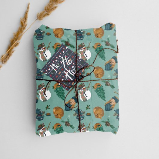 Diseño con chica, galletas y té, muñecos y ciervo. cadeaupapier