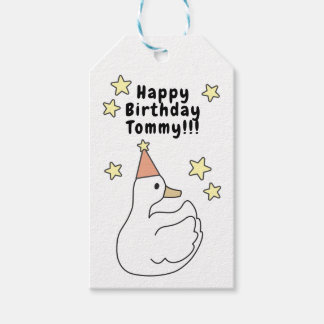 Diseño de feliz cumpleaños con pato tierno cadeaulabel