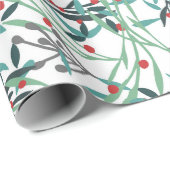 diseño floral con hojas y frutos de acebo cadeaupapier (Rol Hoek)