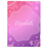 Diseño Kawaii Rosa y Morado con Nombre Personaliza Klembord (Achterkant)
