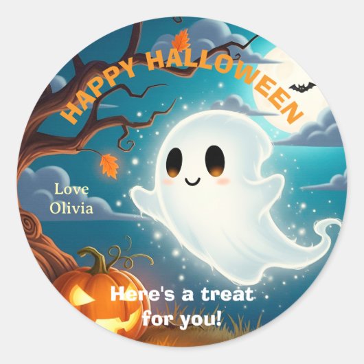 Diseño personalizable de fantasmas en Halloween Ronde Sticker (Voorkant)