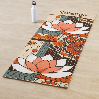 Diseño retro de flores de Lotus Yogamat