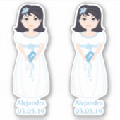 Diseño Romántico Comunión Niña con Orla Floral Sticker (Voorkant)