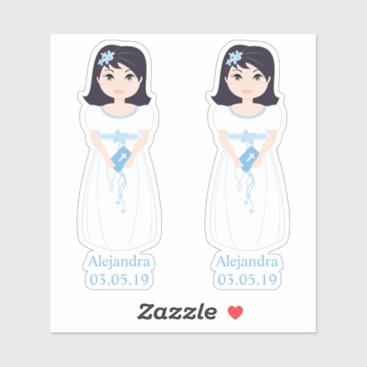 Diseño Romántico Comunión Niña con Orla Floral Sticker (Vel)
