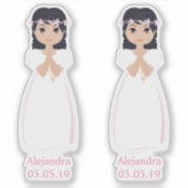 Diseño Romántico Comunión Niña con Orla Rosa Sticker (Voorkant)