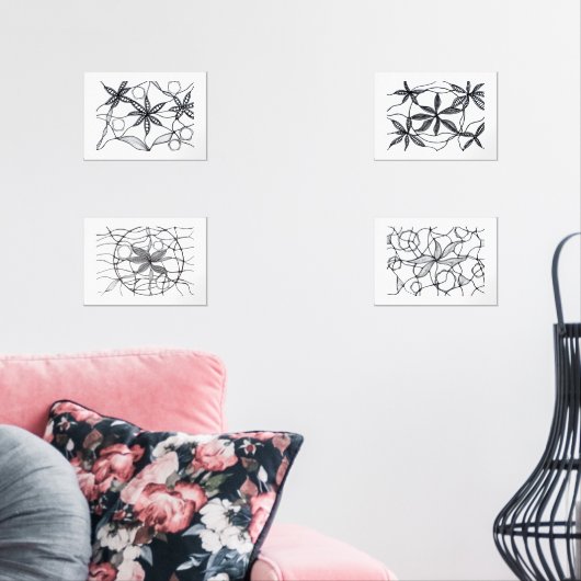 Diseños abstractos zen de flores muurkunst sets (Woonkamer)