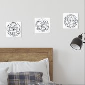 Diseños de flores abstractas en blanco y negro muurkunst sets (Slaapkamer)