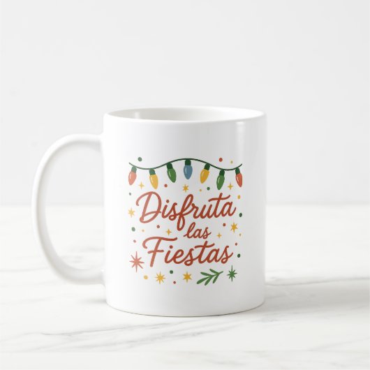 Disfruta las Fiestas 🎄 | Colorful Christmas Light Koffiemok (Links)