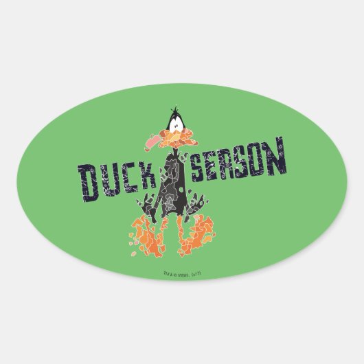 Disgeïntegreerde DAFFY DUCK™ "Duck Season" Ovale Sticker (Voorkant)
