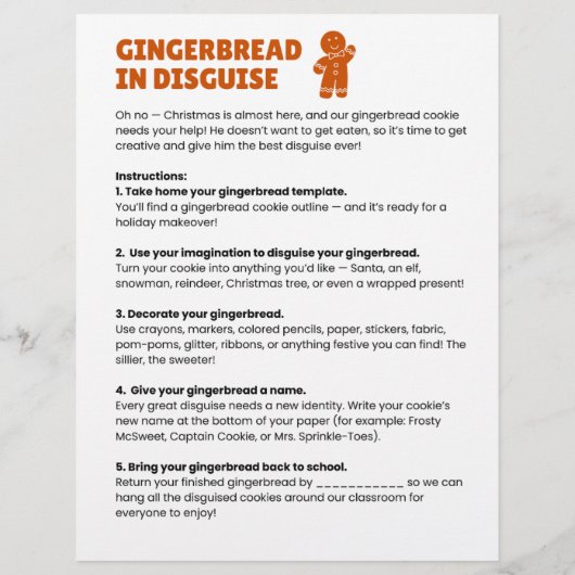 Disguise a Gingerbread Template and Instructions Flyer (Achterkant)