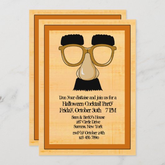Disguise Halloween Party Invitation Kaart (Voorkant / Achterkant)