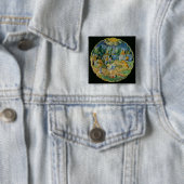 Dish die de bijeenkomst van manna afschildert vierkante button 5,1 cm (In situ)