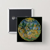 Dish die de bijeenkomst van manna afschildert vierkante button 5,1 cm (Voorkant /achterkant)
