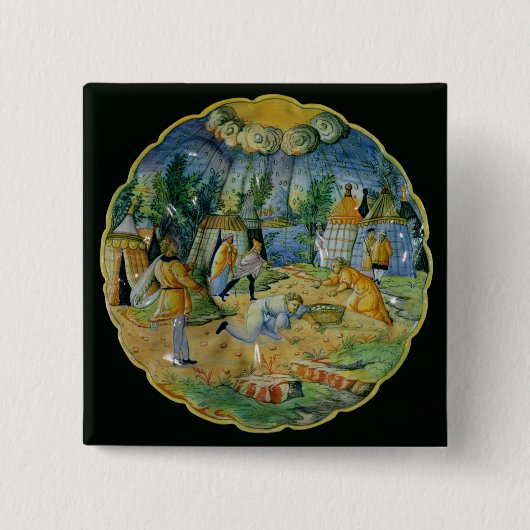 Dish die de bijeenkomst van manna afschildert vierkante button 5,1 cm (Voorkant)