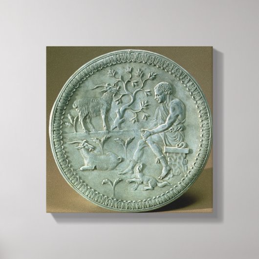 Dish die herdsman, geiten en hond afschildert canvas afdruk (Voorkant)