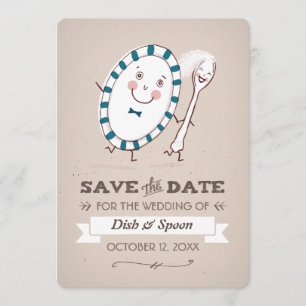 Dish loopt weg met Spoon Wedding sparen de Datum Save The Date