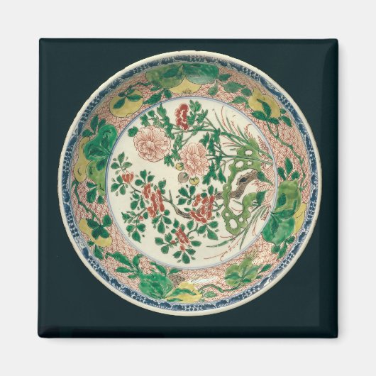 Dish met famille verte decoratie magneet (Voorkant)