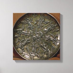 Dish relief-decoratie die godin afschildert canvas afdruk