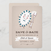 Dish Runs Away with Spoon Wedding Bewaar de datum Save The Date (Voorkant / Achterkant)