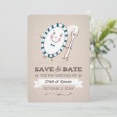 Dish Runs Away with Spoon Wedding Bewaar de datum Save The Date (Staand voorkant)