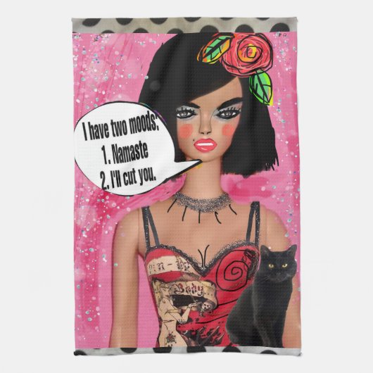 Dish towel Ik heb twee manieren: Namaste of ik sni Theedoek (Verticaal)