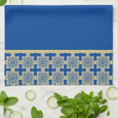Dish Towel met blauwe en gouden medaillons Theedoek (Gevouwen)