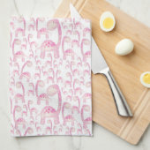 Dish Towel met Roze Dinosaur Theedoek (Quarter Fold)