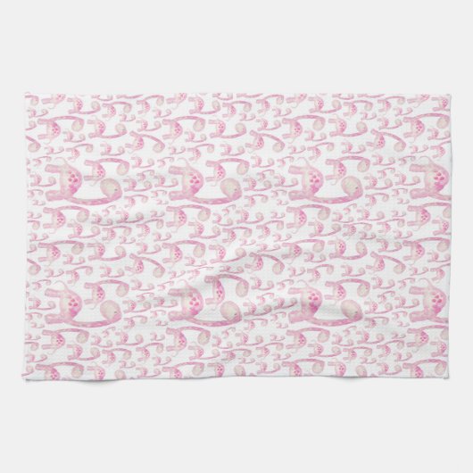 Dish Towel met Roze Dinosaur Theedoek (Horizontaal)