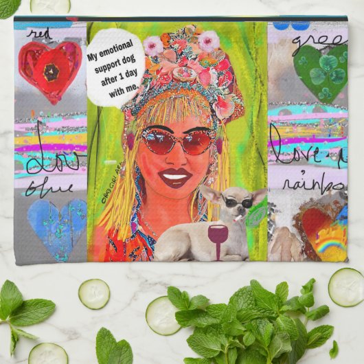 Dish towel Mijn emotionele steunhond Theedoek (Gevouwen)