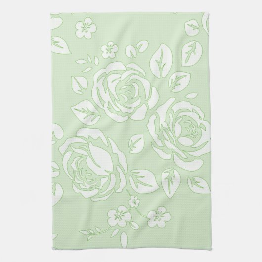 Dish_Towel_Retro_Floral_Green Theedoek (Verticaal)