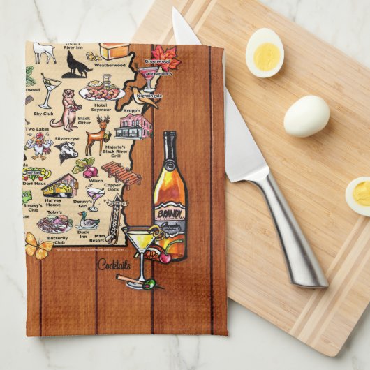 Dish Towel - Wisconsin Supper Club Map Theedoek (Quarter Fold)