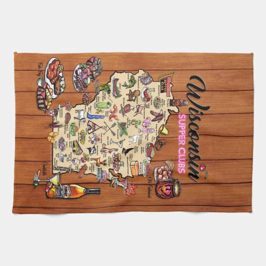 Dish Towel - Wisconsin Supper Club Map Theedoek (Horizontaal)