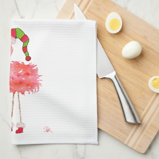 dish towel with flamingo theedoek (Quarter Fold)
