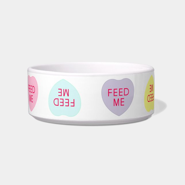 Dish van het praatjeshart "feed me" voerbakje (Voorkant)