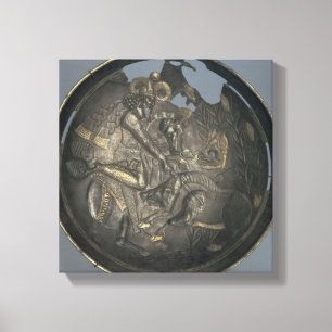 Dish versierd met een scène van Prins Varahran Canvas Afdruk