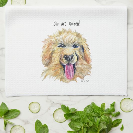 Dishtowel for kitchen with Golden/Doodle/Retriever Theedoek (Gevouwen)