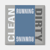 Dishwas Clean Dirty Running Modern Blue Grey Magneet (Voorkant)