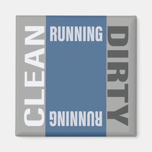 Dishwas Clean Dirty Running Modern Blue Grey Magneet (Voorkant)