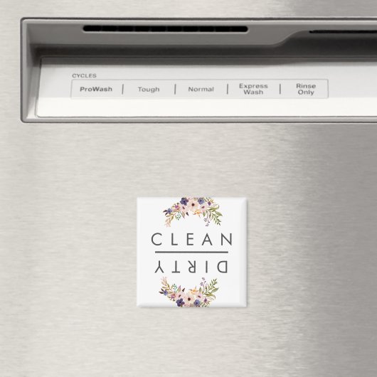 Dishwasher Clean Dirty Floral Magneet (Insitu (Vaatwasser))