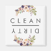 Dishwasher Clean Dirty Floral Magneet (Voorkant)
