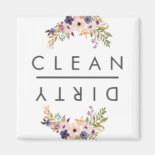 Dishwasher Clean Dirty Floral Magneet