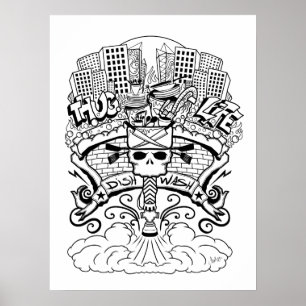 Dishwasher Line Art Drawing Poster