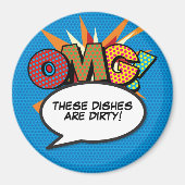 Dishwasher OMG Dirty Dishes Fun Retro Comic Book Magneet (Voorkant)