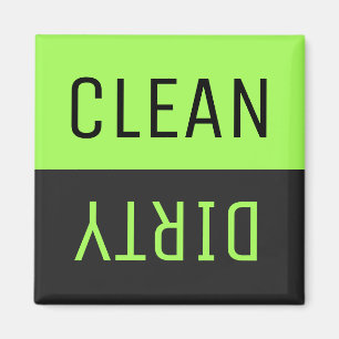 Dishwasmachine Clean Dirty Dishes Green Black Kitc Magneet