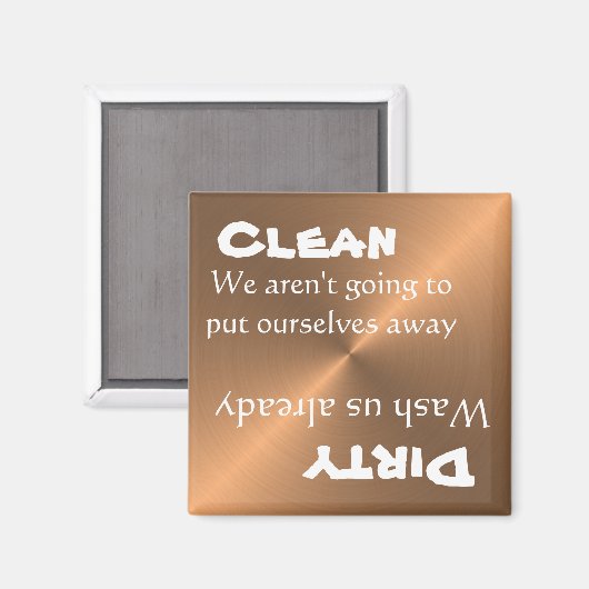 Dishwasmachine Clean Dirty Magnet Funny Copper Met (Voorkant / Achterkant)
