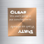 Dishwasmachine Clean Dirty Magnet Funny Copper Met<br><div class="desc">Dit leuke kaleidoscoopontwerp is gemaakt door digitaal een van mijn unieke vloeiende acrylschilderijen te wijzigen. Het kan worden gepersonaliseerd door op de knop Aanpassen te klikken en de naam, initialen of woorden te wijzigen. U kunt de tekstkleur en de stijl ook veranderen of de tekst voor een slechts ontwerp van...</div>