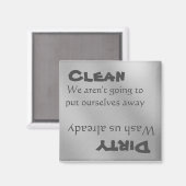 Dishwasmachine Clean Dirty Magnet Funny Metal (Voorkant / Achterkant)