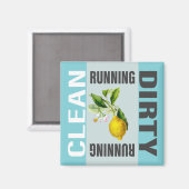 Dishwasmachine Clean Dirty Running Lemon Kitchen Magneet (Voorkant / Achterkant)