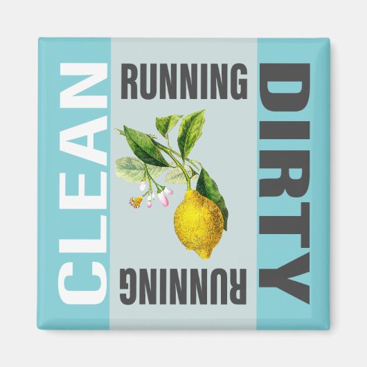 Dishwasmachine Clean Dirty Running Lemon Kitchen Magneet (Voorkant)